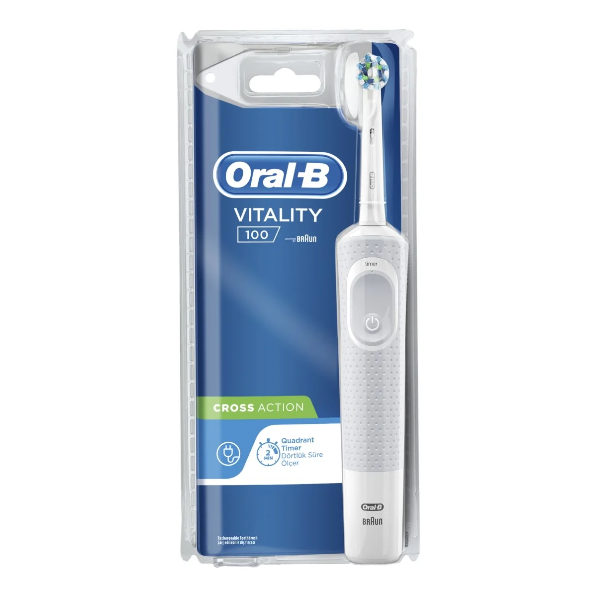 Oral-B Vitality 100 Cross Action Beyaz Şarj Edilebilir Diş Fırçası